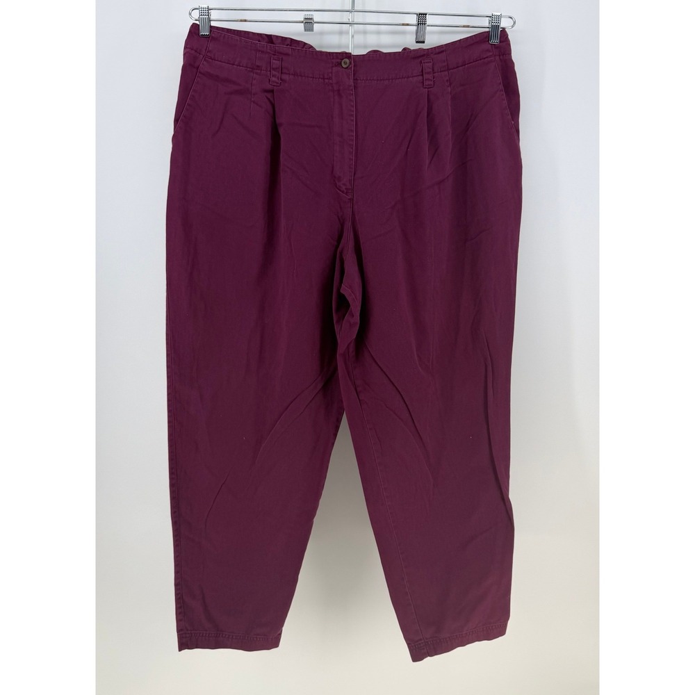 Venezia Chinos Pant Women 24 Burgundy Cotton High Rise Pleated Vintage 90s Retro